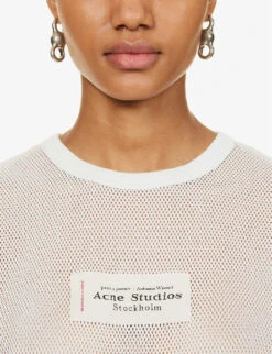 Acne Studios Etza Semi-sheer Cotton Knitted T-shirt -Whistles Closet Shop R04184388 WHITE ALT04