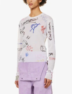 Acne Studios Emmbar Scribbles Graphic-print Mesh Top 8 Acne Studios Emmbar Scribbles Graphic-print Mesh Top -Whistles Closet Shop R04185138 WHITEMULTICOLOR ALT02