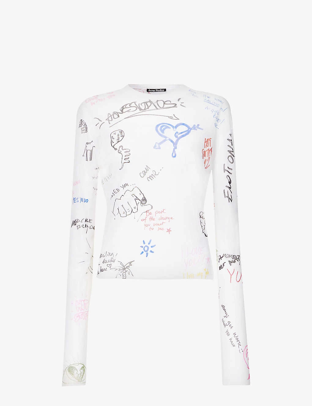 Acne Studios Emmbar Scribbles Graphic-print Mesh Top 1 Acne Studios Emmbar Scribbles Graphic-print Mesh Top