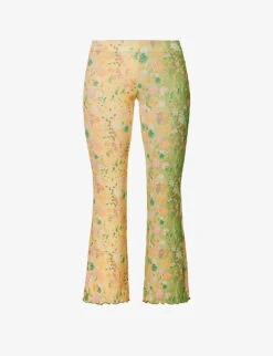 Dania Floral-print Straight-leg Low-rise Stretch-woven Trousers