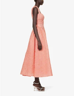 Sophy Textured Woven Midi Dress -Whistles Closet Shop R04185303 PINK ALT02