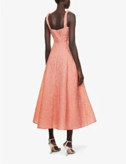 Sophy Textured Woven Midi Dress -Whistles Closet Shop R04185303 PINK ALT03