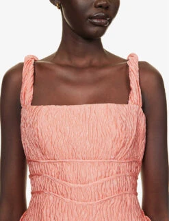 Sophy Textured Woven Midi Dress -Whistles Closet Shop R04185303 PINK ALT04