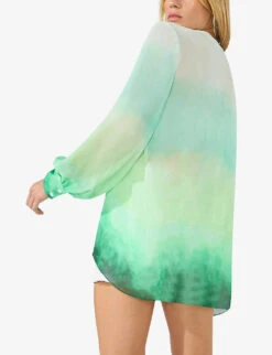 V-neck Gradient-pattern Woven Shirt 5 V-neck Gradient-pattern Woven Shirt -Whistles Closet Shop R04185913 GREEN ALT02