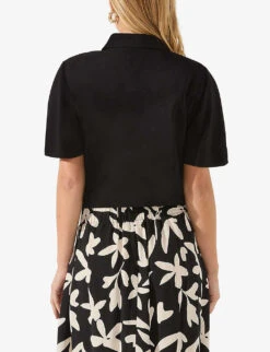 Flutter-sleeve Self-tie Woven Shirt -Whistles Closet Shop R04185926 BLACK ALT02