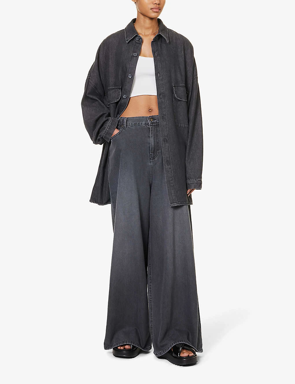 Dallas Oversized Faded-wash Denim Shirt 2 Dallas Oversized Faded-wash Denim Shirt - Image 2