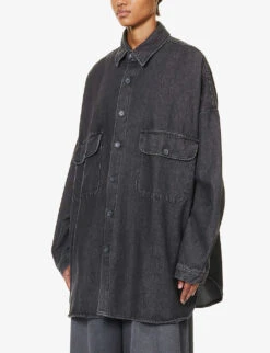 Dallas Oversized Faded-wash Denim Shirt 7 Dallas Oversized Faded-wash Denim Shirt -Whistles Closet Shop R04186445 DARKGREY ALT02