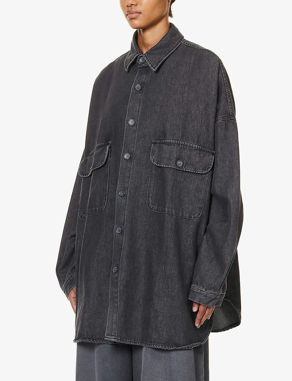 Dallas Oversized Faded-wash Denim Shirt 3 Dallas Oversized Faded-wash Denim Shirt - Image 3