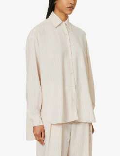 Georgia Oversized Striped Shirt 7 Georgia Oversized Striped Shirt -Whistles Closet Shop R04186465 BEIGEPINSTRIPE ALT02