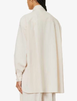 Georgia Oversized Striped Shirt 8 Georgia Oversized Striped Shirt -Whistles Closet Shop R04186465 BEIGEPINSTRIPE ALT03