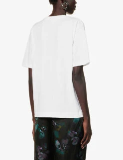 Dries Van Noten Round-neck Relaxed-fit Cotton-jersey T-shirt -Whistles Closet Shop R04186665 WHITE ALT03