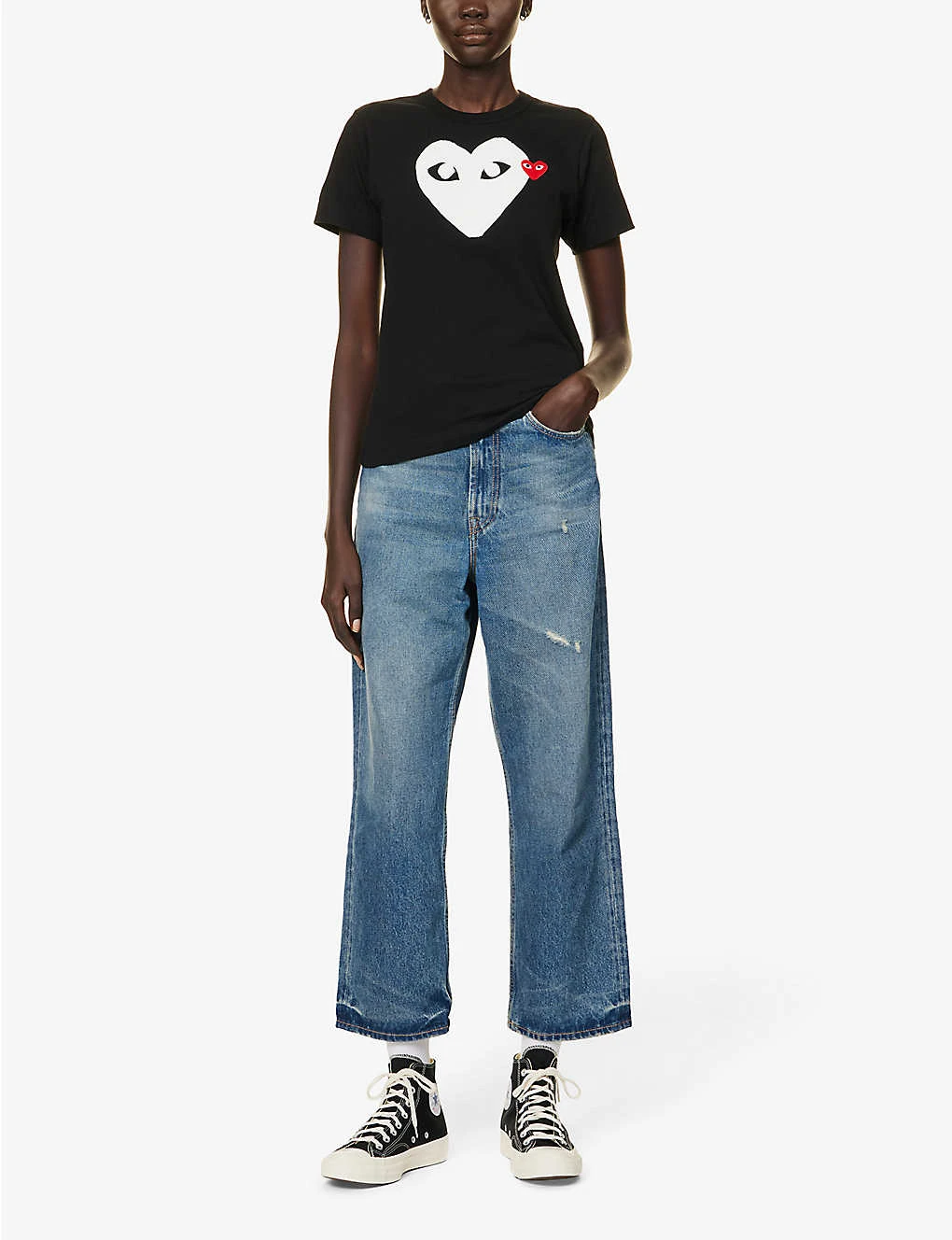 Comme Des Garçons Play Heart-appliqué Regular-fit Cotton-jersey T-shirt 2 Comme Des Garçons Play Heart-appliqué Regular-fit Cotton-jersey T-shirt - Image 2