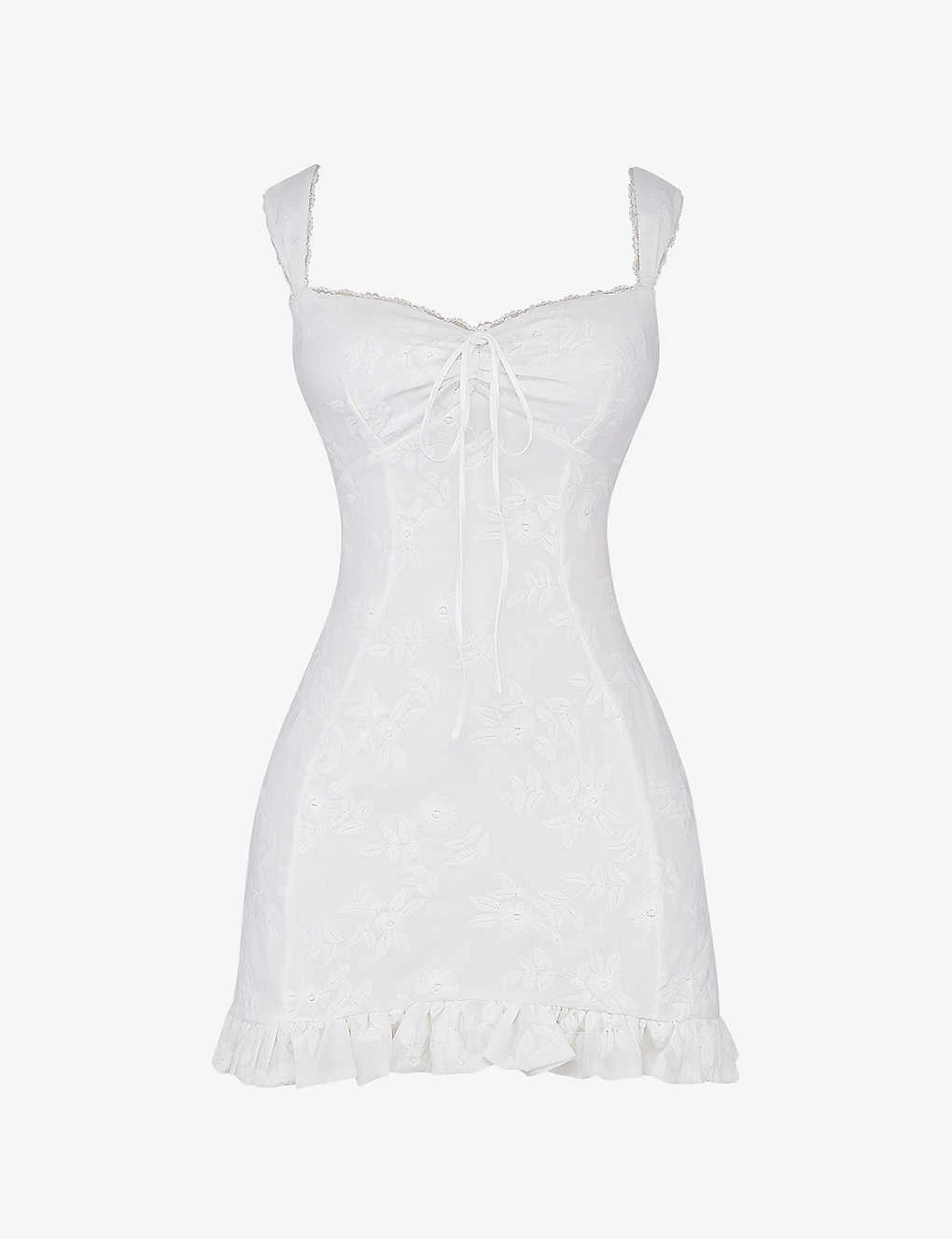 Odessa Floral-embroidered Cotton-blend Mini Dress 1 Odessa Floral-embroidered Cotton-blend Mini Dress