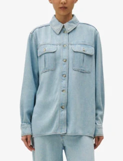CLAUDIE PIERLOT Calisto Loose-fit Long-sleeve Woven Shirt 7 CLAUDIE PIERLOT Calisto Loose-fit Long-sleeve Woven Shirt -Whistles Closet Shop R04189873 DENIMJEAN ALT02