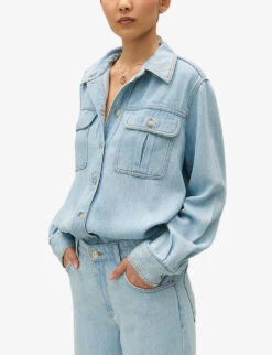 CLAUDIE PIERLOT Calisto Loose-fit Long-sleeve Woven Shirt 9 CLAUDIE PIERLOT Calisto Loose-fit Long-sleeve Woven Shirt -Whistles Closet Shop R04189873 DENIMJEAN ALT04