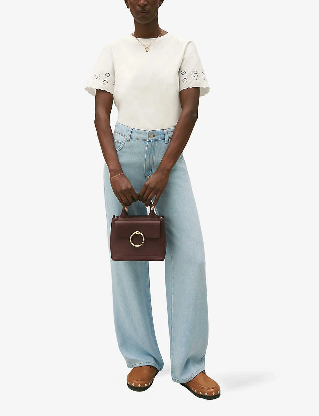 CLAUDIE PIERLOT Trad Broderie Anglaise-sleeve Cotton T-shirt 2 CLAUDIE PIERLOT Trad Broderie Anglaise-sleeve Cotton T-shirt - Image 2