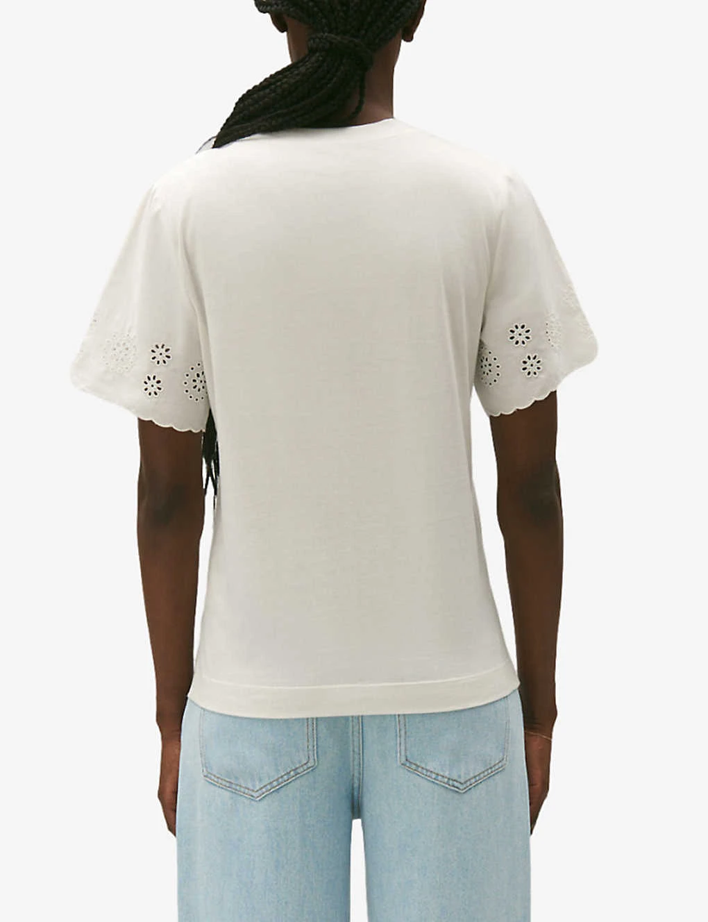 CLAUDIE PIERLOT Trad Broderie Anglaise-sleeve Cotton T-shirt 4 CLAUDIE PIERLOT Trad Broderie Anglaise-sleeve Cotton T-shirt - Image 4