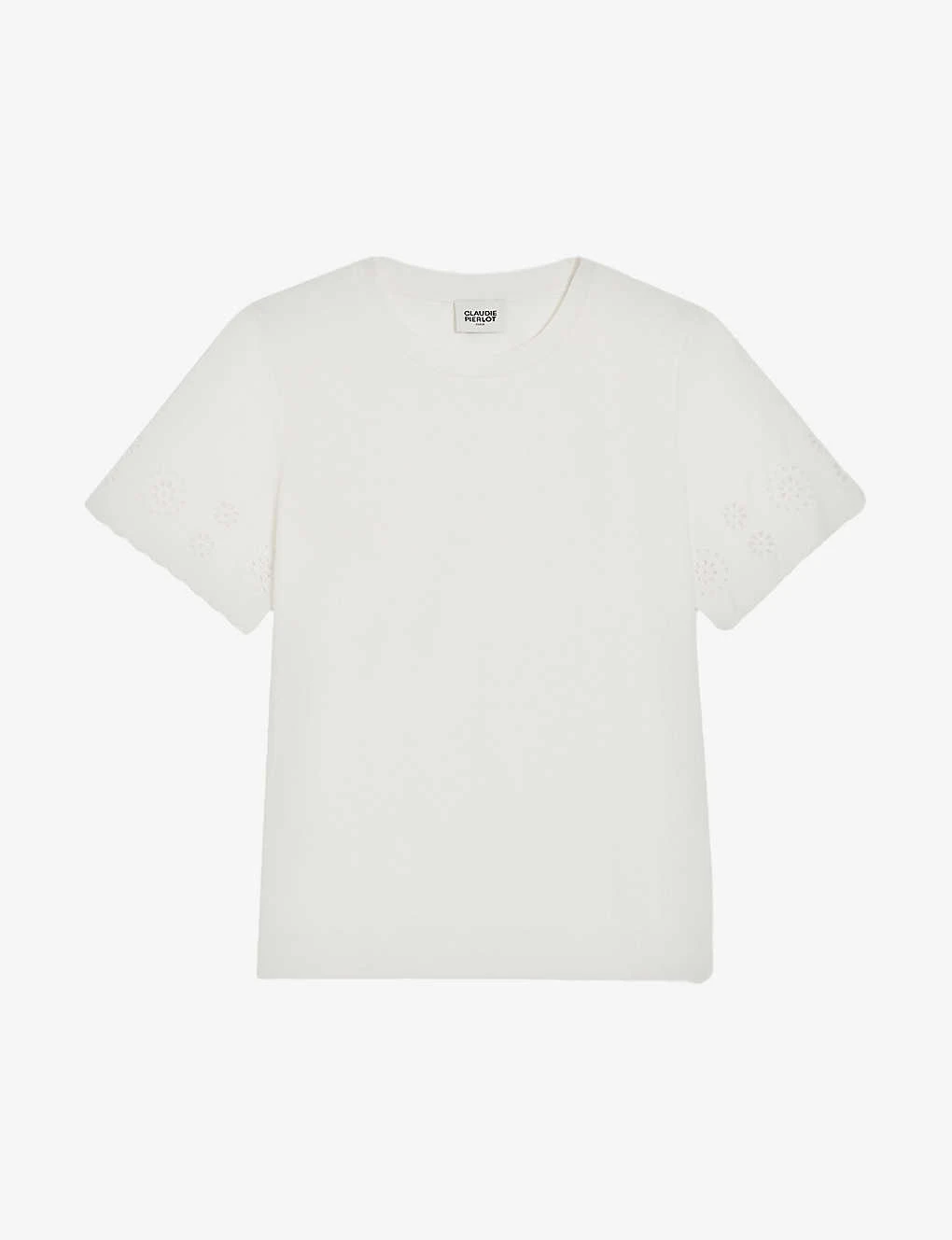 CLAUDIE PIERLOT Trad Broderie Anglaise-sleeve Cotton T-shirt 1 CLAUDIE PIERLOT Trad Broderie Anglaise-sleeve Cotton T-shirt