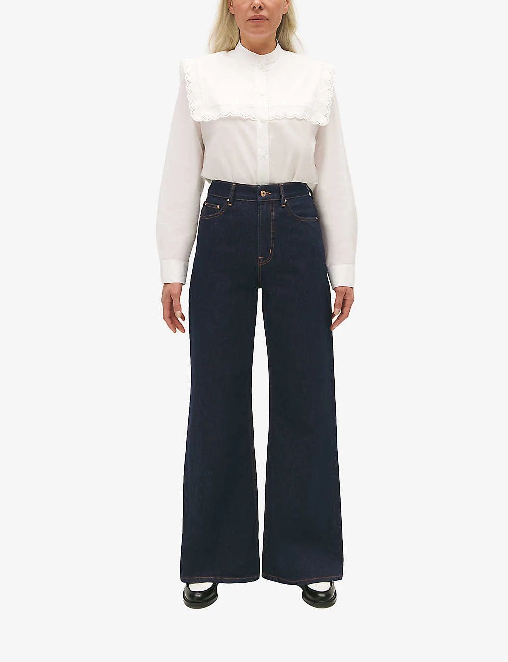 CLAUDIE PIERLOT Pandore High-rise Wide-leg Stretch-denim Jeans 2 CLAUDIE PIERLOT Pandore High-rise Wide-leg Stretch-denim Jeans - Image 2
