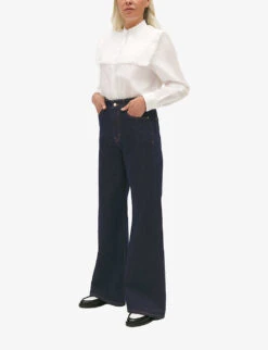 CLAUDIE PIERLOT Pandore High-rise Wide-leg Stretch-denim Jeans 6 CLAUDIE PIERLOT Pandore High-rise Wide-leg Stretch-denim Jeans -Whistles Closet Shop R04189956 DENIMJEAN ALT02