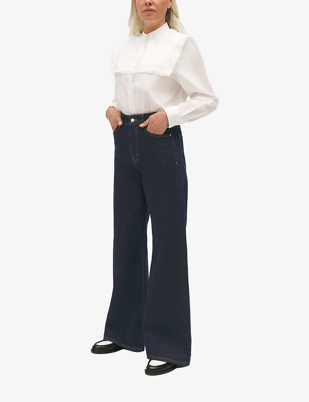 CLAUDIE PIERLOT Pandore High-rise Wide-leg Stretch-denim Jeans 3 CLAUDIE PIERLOT Pandore High-rise Wide-leg Stretch-denim Jeans - Image 3