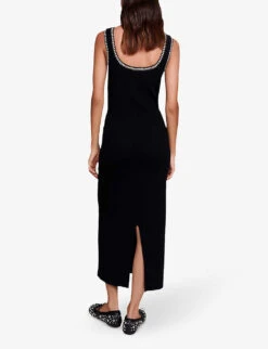 Maje Rimo Crochet-trim Knitted Maxi Dress 8 Maje Rimo Crochet-trim Knitted Maxi Dress -Whistles Closet Shop R04190010 NOIRGRIS ALT03