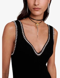 Maje Rimo Crochet-trim Knitted Maxi Dress 9 Maje Rimo Crochet-trim Knitted Maxi Dress -Whistles Closet Shop R04190010 NOIRGRIS ALT04