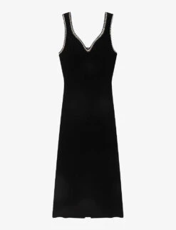 Maje Rimo Crochet-trim Knitted Maxi Dress