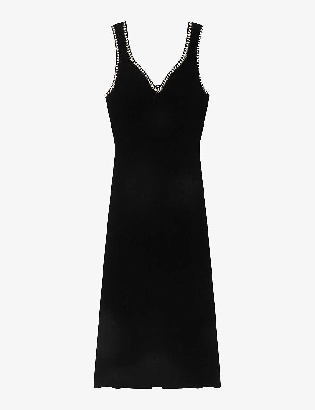 Maje Rimo Crochet-trim Knitted Maxi Dress 1 Maje Rimo Crochet-trim Knitted Maxi Dress