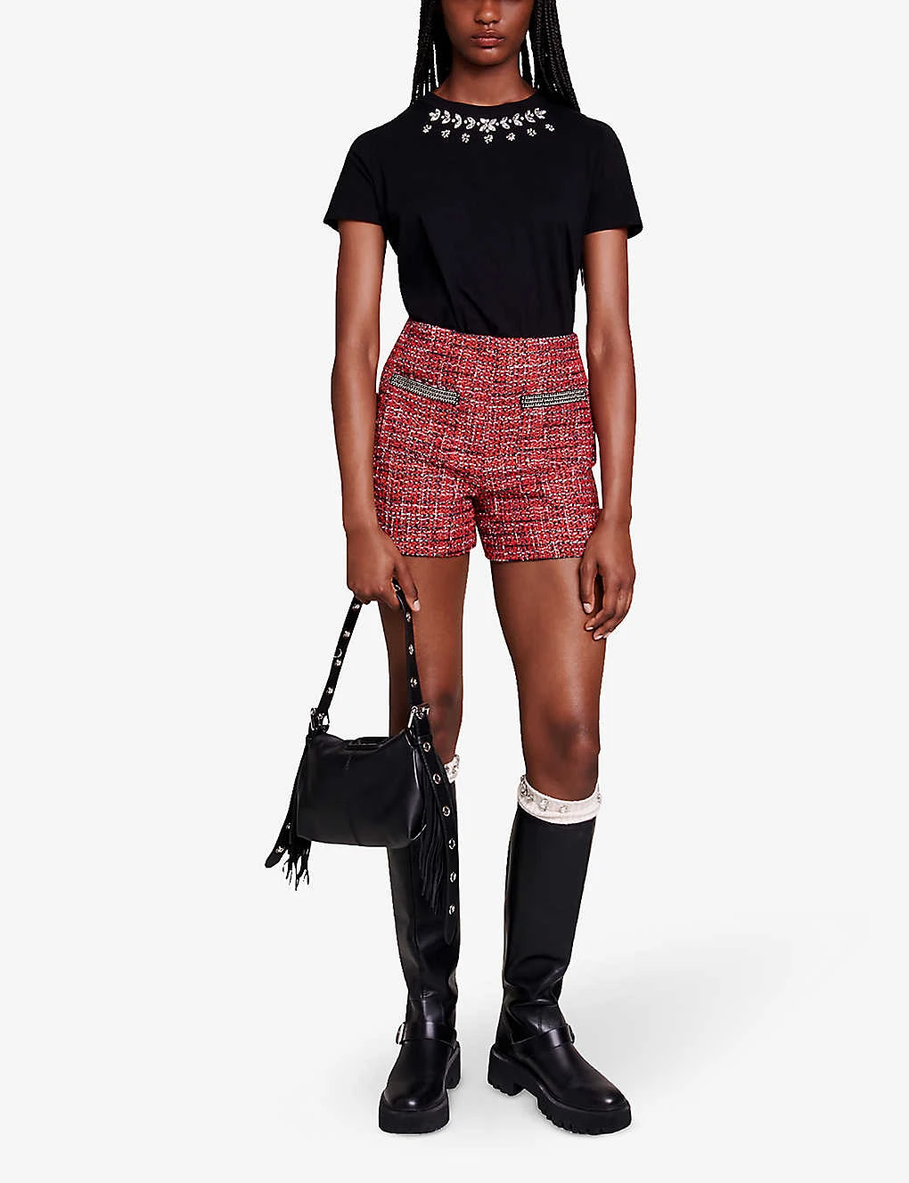 Maje Toukana Crystal-embellished Cotton T-shirt 2 Maje Toukana Crystal-embellished Cotton T-shirt - Image 2