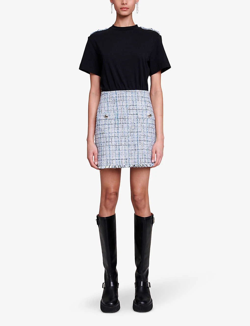 Maje Rolineta Fringed-hem Metallic-thread Tweed Mini Skirt 2 Maje Rolineta Fringed-hem Metallic-thread Tweed Mini Skirt - Image 2