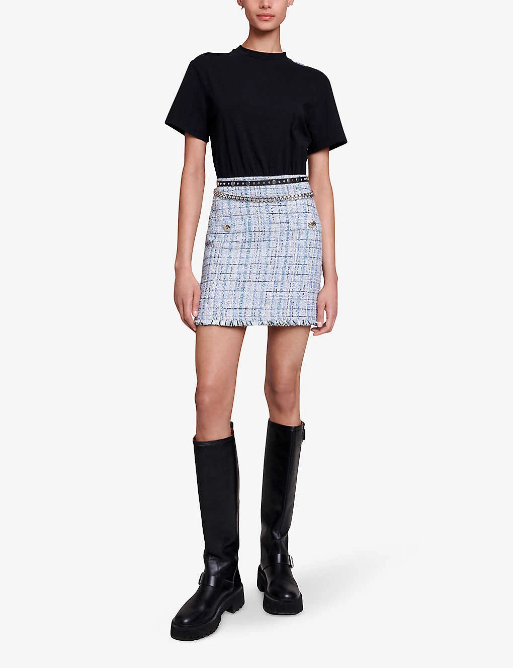 Maje Rolineta Fringed-hem Metallic-thread Tweed Mini Skirt 3 Maje Rolineta Fringed-hem Metallic-thread Tweed Mini Skirt - Image 3