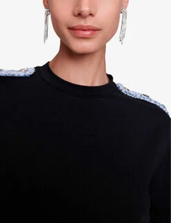 Maje Rolineta Fringed-hem Metallic-thread Tweed Mini Skirt 9 Maje Rolineta Fringed-hem Metallic-thread Tweed Mini Skirt -Whistles Closet Shop R04190232 BLEUS ALT04