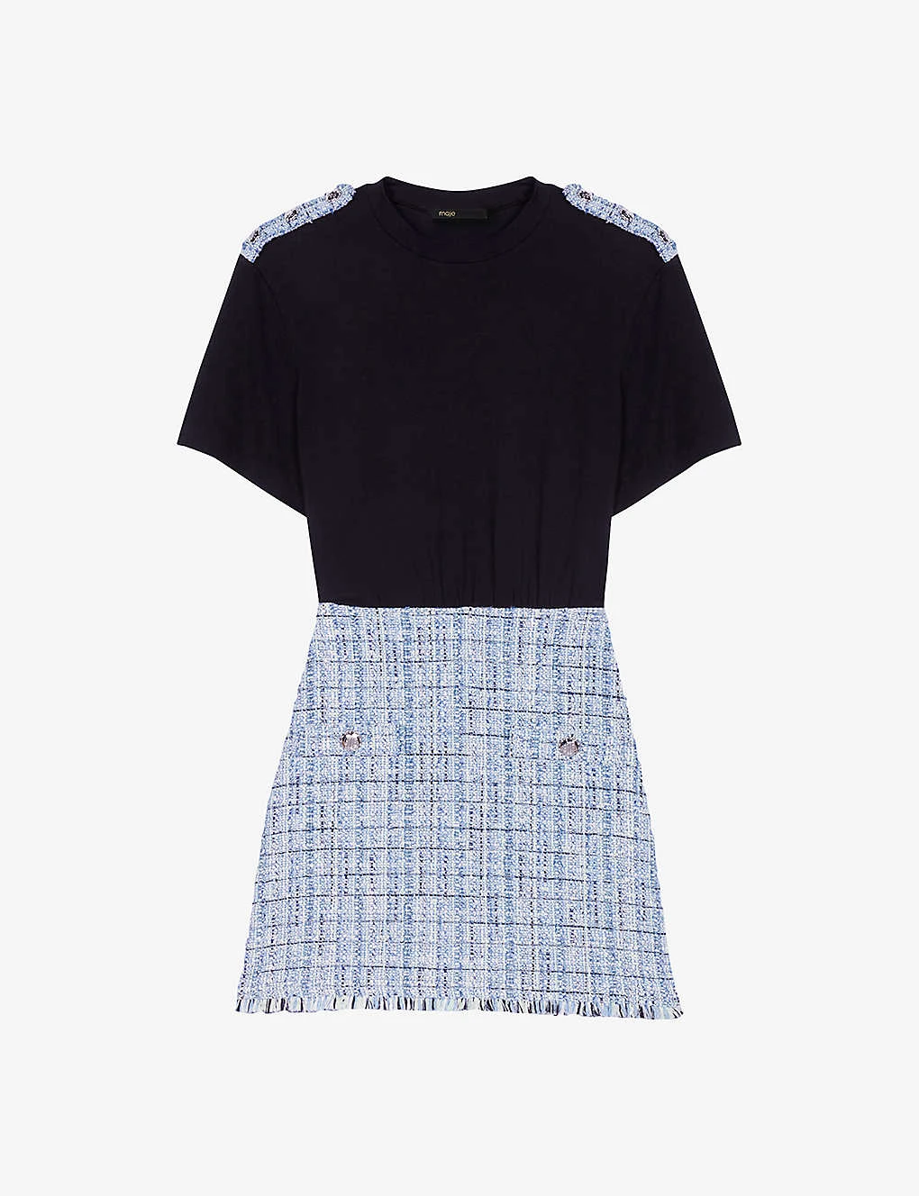 Maje Rolineta Fringed-hem Metallic-thread Tweed Mini Skirt 1 Maje Rolineta Fringed-hem Metallic-thread Tweed Mini Skirt