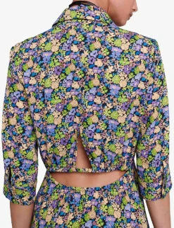 Maje Rilaura Floral-print Flared-skirt Woven Midi Dress 10 Maje Rilaura Floral-print Flared-skirt Woven Midi Dress -Whistles Closet Shop R04190412 IMPRIME ALT04