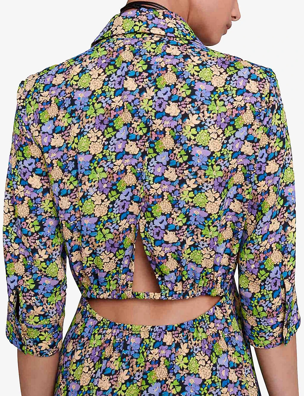 Maje Rilaura Floral-print Flared-skirt Woven Midi Dress 5 Maje Rilaura Floral-print Flared-skirt Woven Midi Dress - Image 5