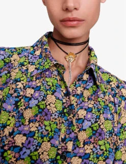 Maje Rilaura Floral-print Flared-skirt Woven Midi Dress 11 Maje Rilaura Floral-print Flared-skirt Woven Midi Dress -Whistles Closet Shop R04190412 IMPRIME ALT05