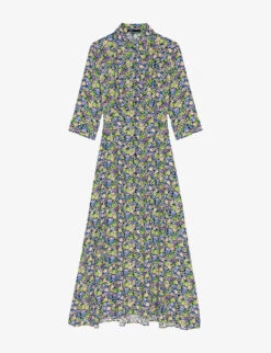 Maje Rilaura Floral-print Flared-skirt Woven Midi Dress