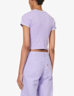 Levis Ringer Logo-print Cotton-jersey T-shirt -Whistles Closet Shop R04191378 BABYSERIFLOGOPURP ALT03