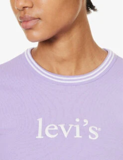 Levis Ringer Logo-print Cotton-jersey T-shirt -Whistles Closet Shop R04191378 BABYSERIFLOGOPURP ALT04