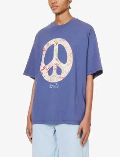 Levis Peace-sign Relaxed-fit Cotton-jersey T-shirt -Whistles Closet Shop R04191379 FLORALPEACESIGNCR ALT02