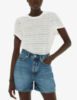 Whistles Broderie Puff-sleeve Relaxed-fit Stretch-cotton Top -Whistles Closet Shop R04191513 CREAM ALT02