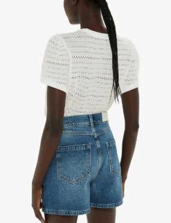 Whistles Broderie Puff-sleeve Relaxed-fit Stretch-cotton Top -Whistles Closet Shop R04191513 CREAM ALT03