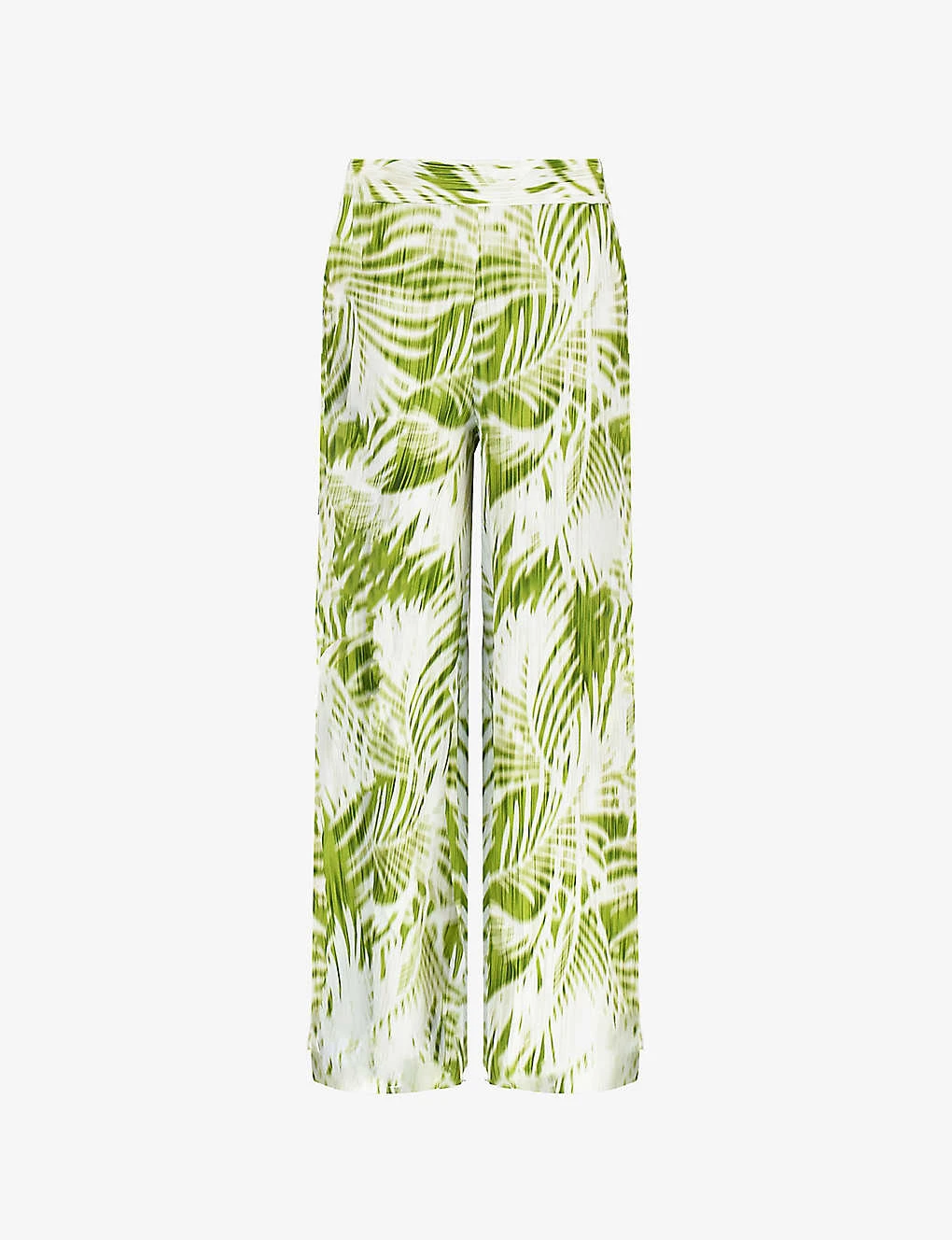 Palm-print Wide-leg High-rise Crepe-woven Trousers 1 Palm-print Wide-leg High-rise Crepe-woven Trousers