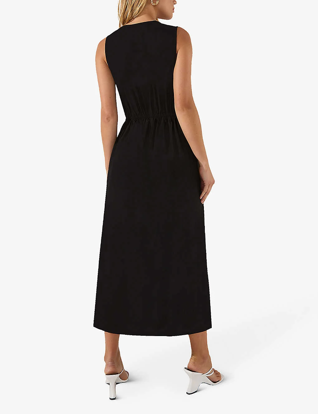 Zip-fastened Flared-skirt Woven Midi-dress 3 Zip-fastened Flared-skirt Woven Midi-dress - Image 3