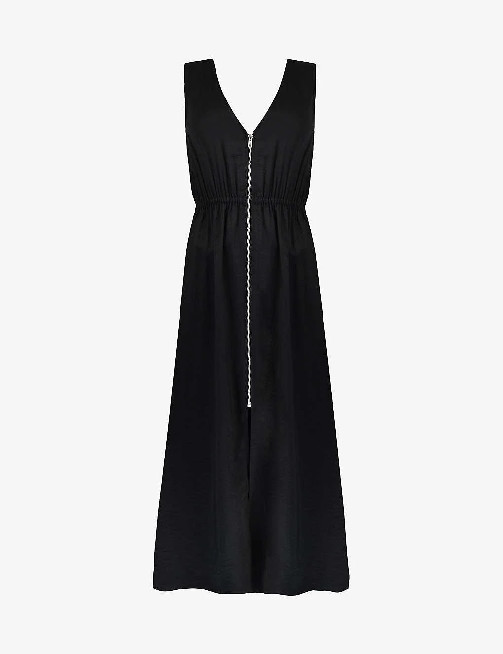 Zip-fastened Flared-skirt Woven Midi-dress 1 Zip-fastened Flared-skirt Woven Midi-dress