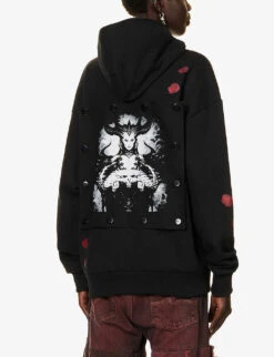 Charli Cohen X Diablo IV Graphic-print Relaxed-fit Organic-cotton Hoody 8 Charli Cohen X Diablo IV Graphic-print Relaxed-fit Organic-cotton Hoody -Whistles Closet Shop R04192232 BLACKRED ALT03