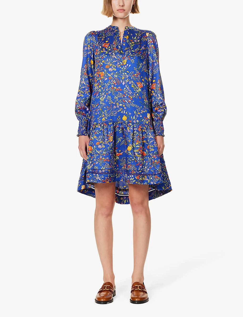 ME AND EM Floral-print Tiered-hem Woven Midi Dress 3 ME AND EM Floral-print Tiered-hem Woven Midi Dress - Image 3