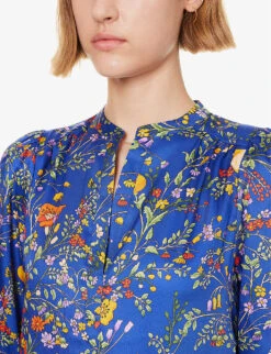 ME AND EM Floral-print Tiered-hem Woven Midi Dress 10 ME AND EM Floral-print Tiered-hem Woven Midi Dress -Whistles Closet Shop R04194869 ELECTRICBLUEORANGE ALT04