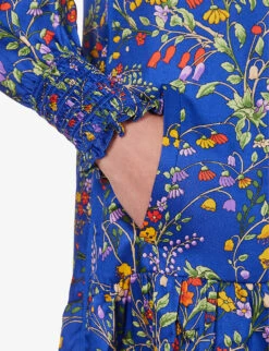 ME AND EM Floral-print Tiered-hem Woven Midi Dress 11 ME AND EM Floral-print Tiered-hem Woven Midi Dress -Whistles Closet Shop R04194869 ELECTRICBLUEORANGE ALT05